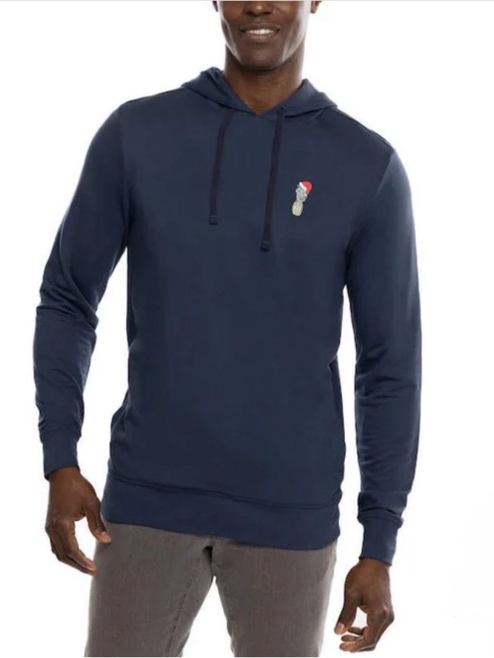 NWOT Travis Mathew M Don’t Cry Holiday Navy Blue Hoodie Pullover